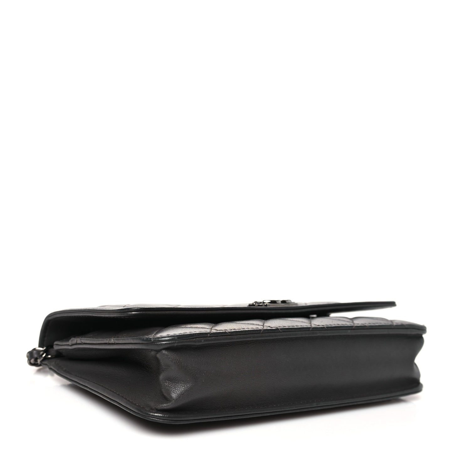 Lambskin Quilted Boy Wallet On Chain WOC Dark Grey