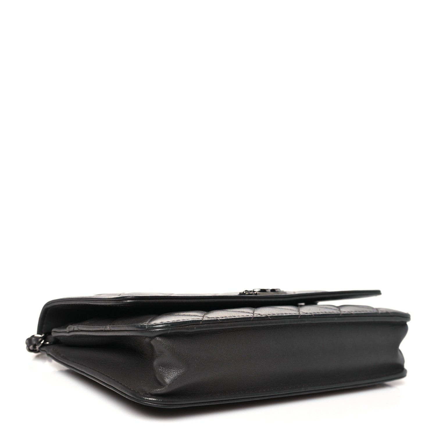 Chanel Lambskin Quilted Boy Wallet On Chain WOC Dark Grey 4 of 14