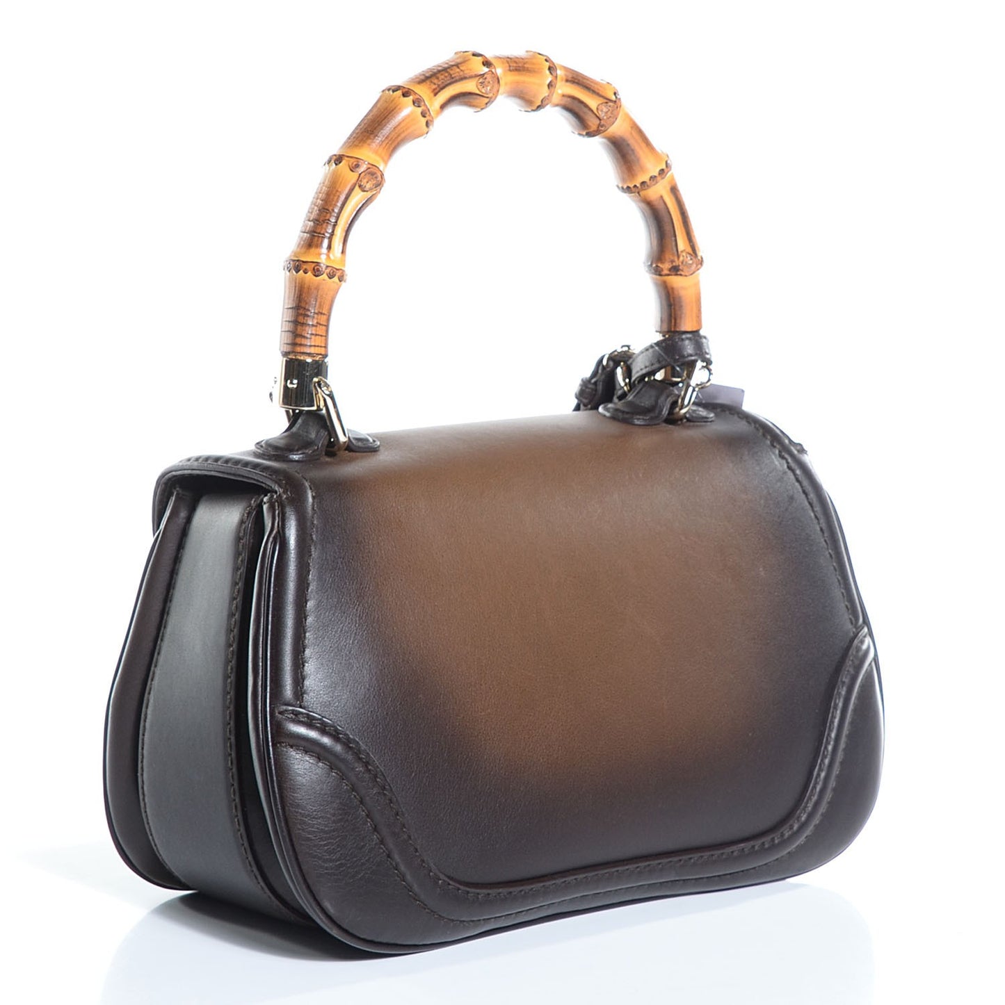 Saddle Soft Calfskin Sfumato Small New Bamboo Top Handle Bag Winter Leaf