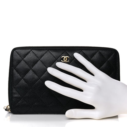 Chanel Caviar Quilted Large Zip Around Organizer Wallet Black 2 of 18