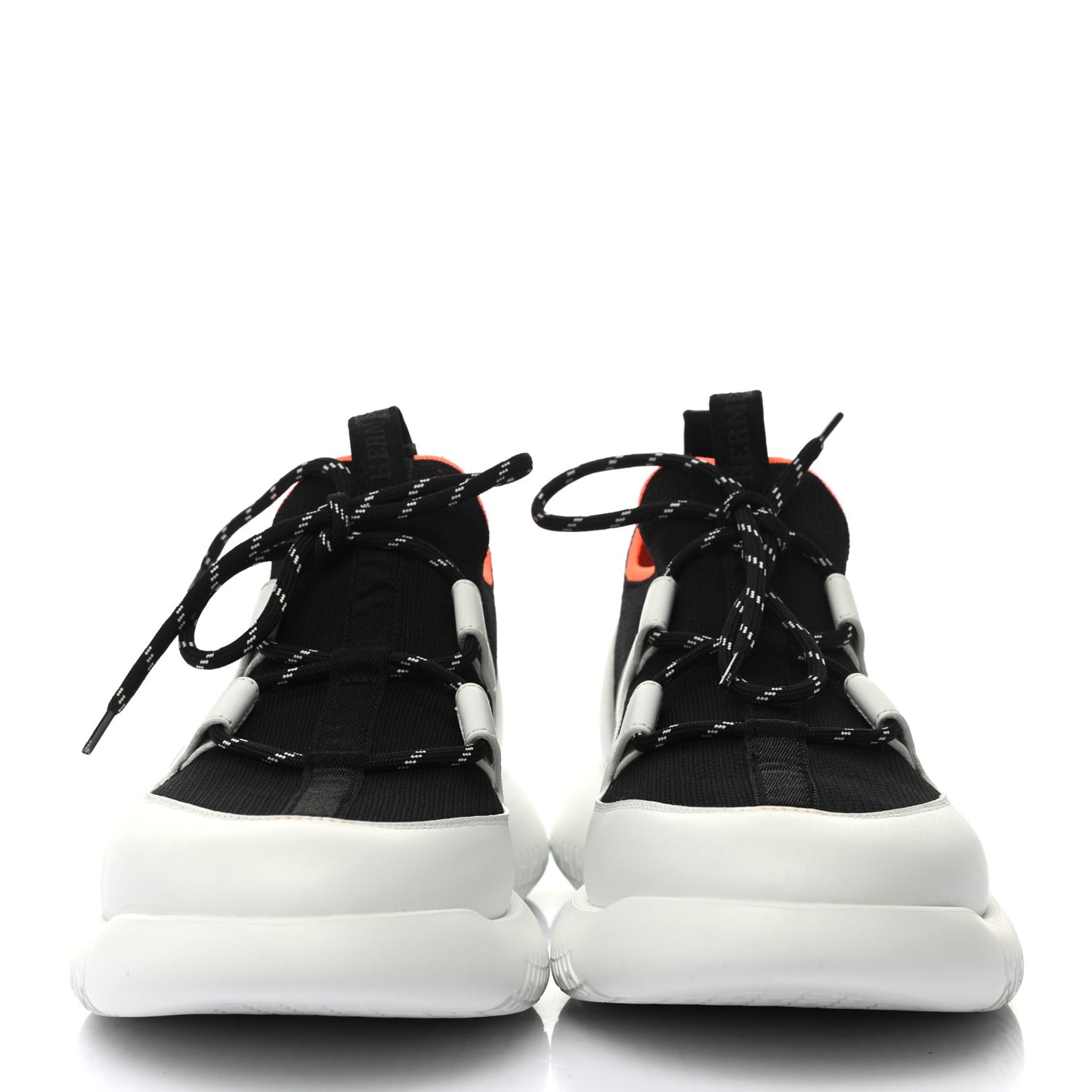Technical Canvas Calfskin Mens Duel Sneakers 43 White Black