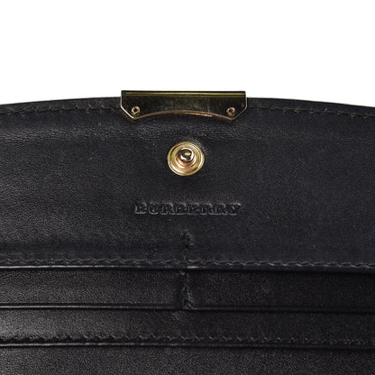 Burberry Signature Grain Calfskin Check Embossed Porter Continental Wallet Black 6 of 9
