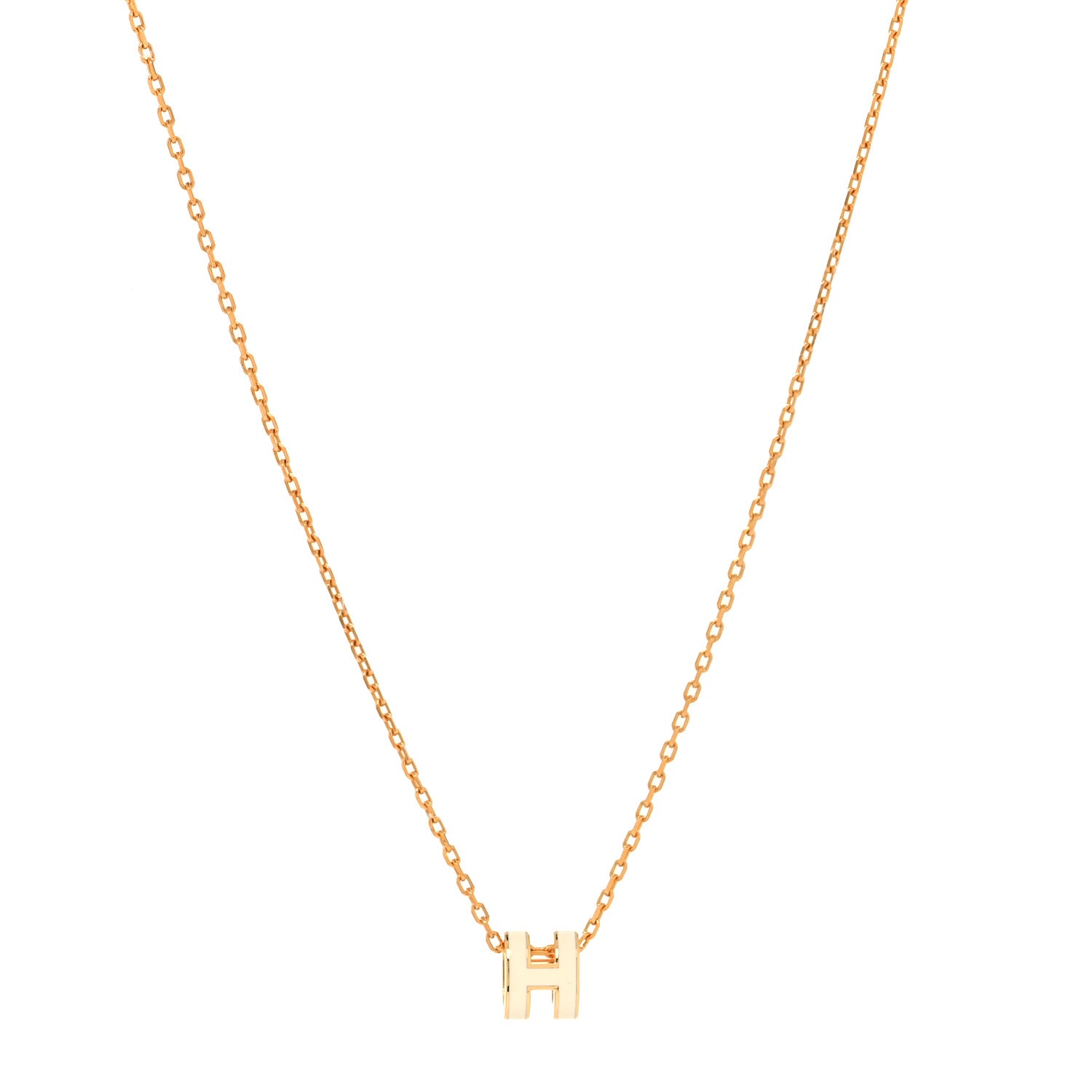Hermes Lacquered Gold Mini Pop H Pendant Necklace White 2 of 5