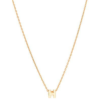 Hermes Lacquered Gold Mini Pop H Pendant Necklace White 2 of 5