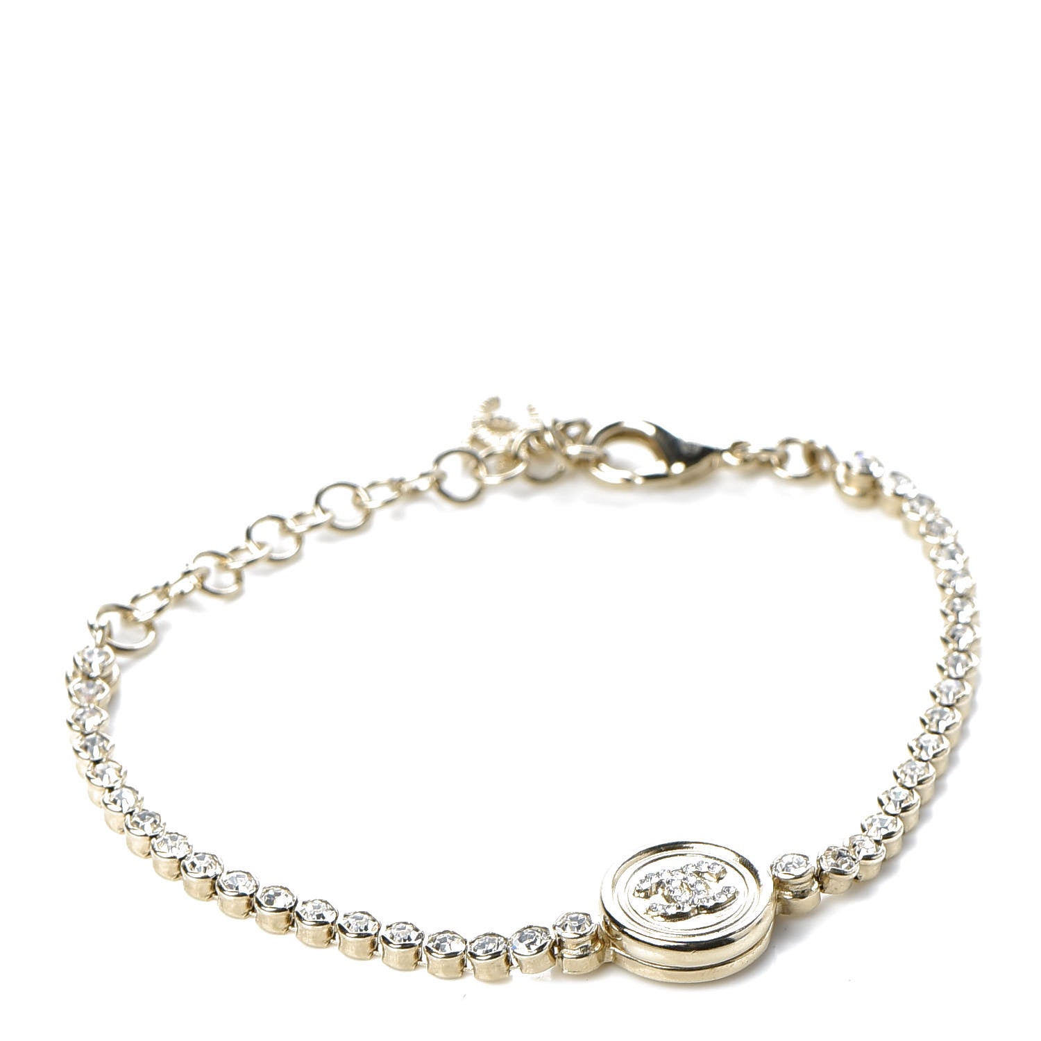 Chanel Crystal CC Chain Bracelet Gold 1 of 5