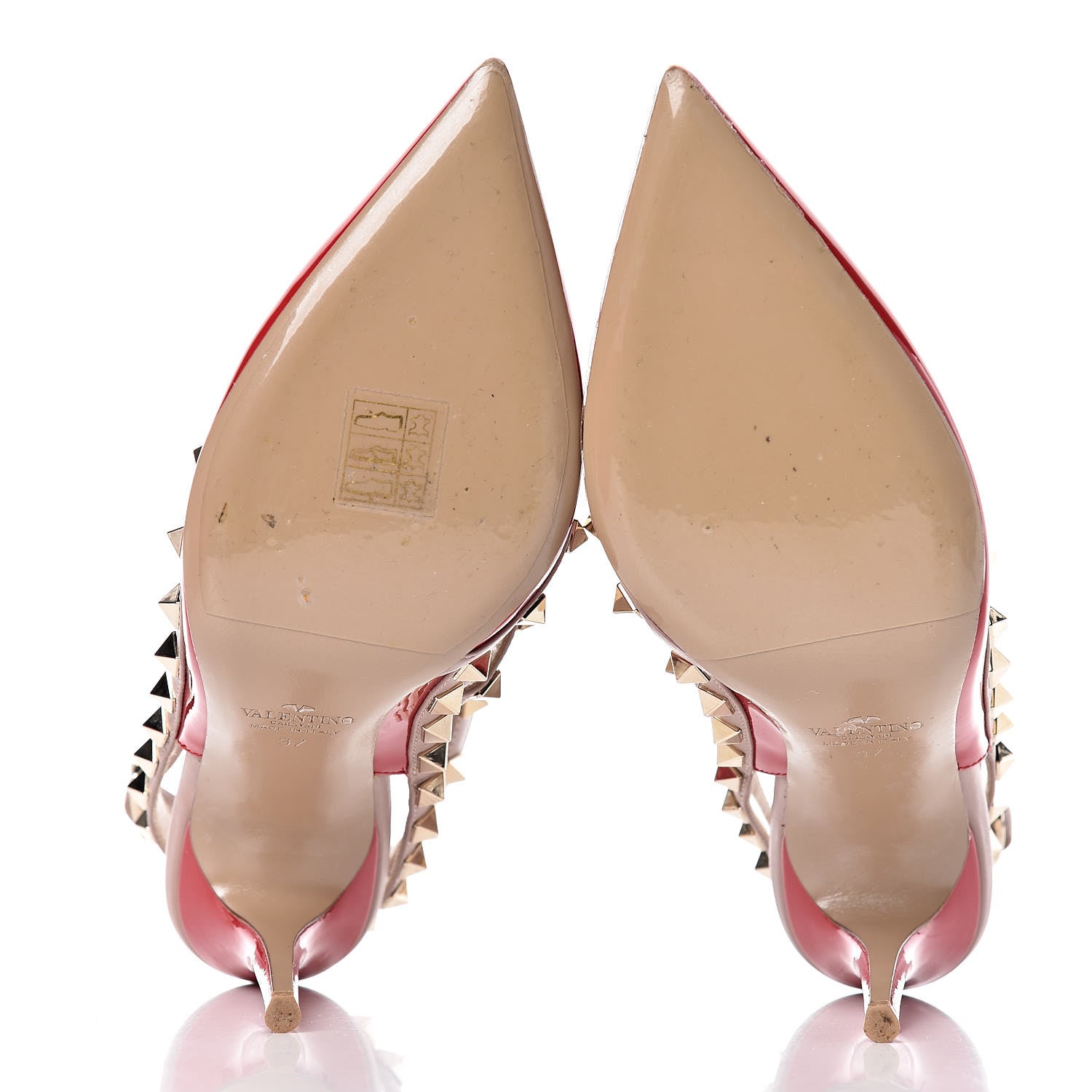 Valentino Garavani Patent Rockstud Ankle Strap 100mm Pumps 37 Rosso Valentino Poudre 5 of 11