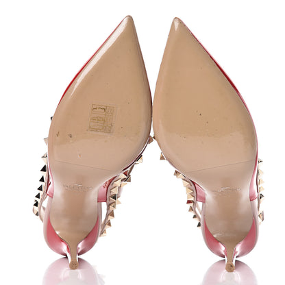 Valentino Garavani Patent Rockstud Ankle Strap 100mm Pumps 37 Rosso Valentino Poudre 5 of 11