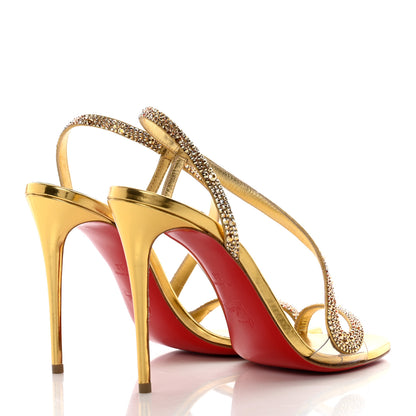 Christian Louboutin Metallic Nappa Embossed Crystal Rosalie 100 Sandals 38 Gold 4 of 8