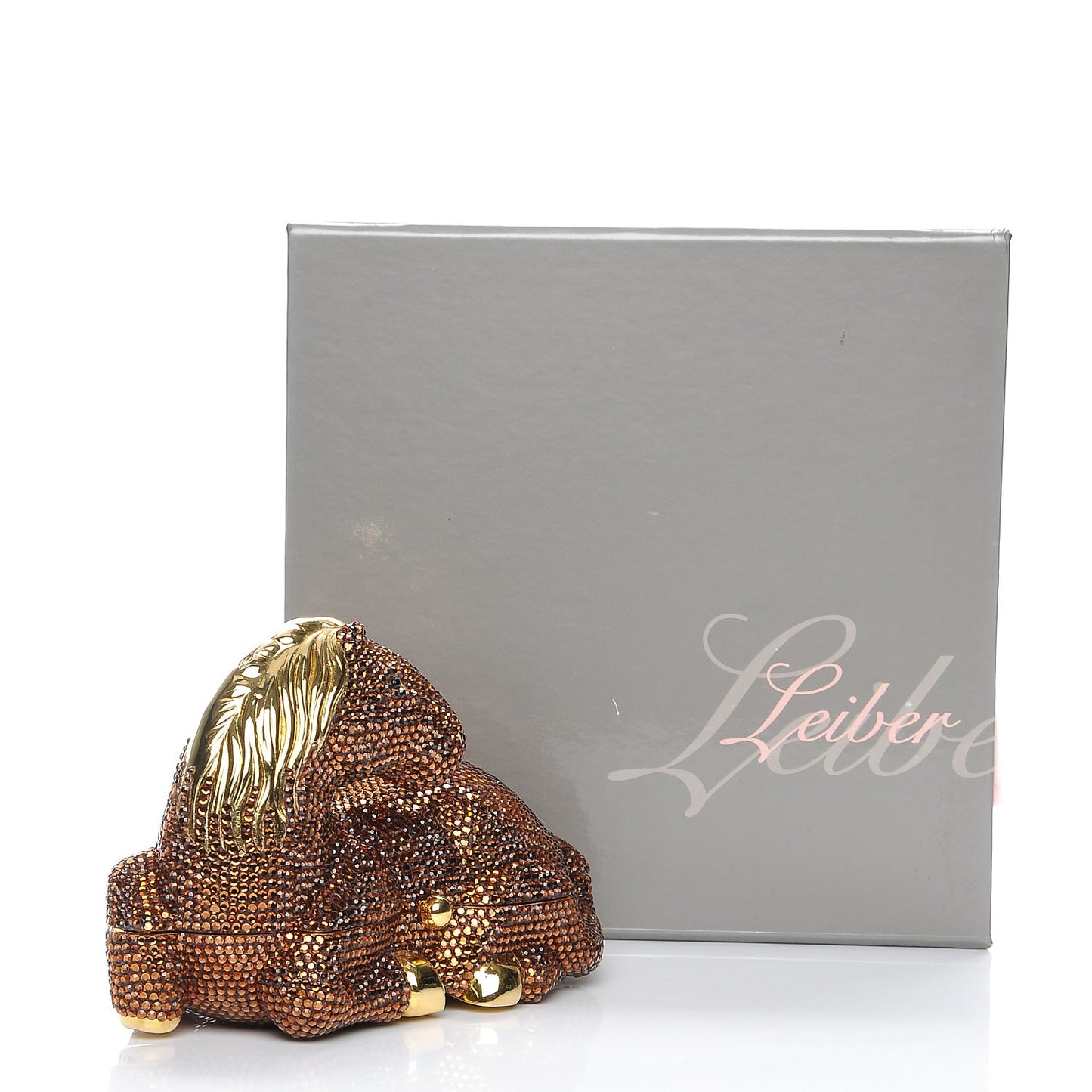 Crystal Horse Minaudiere Clutch Bronze Gold