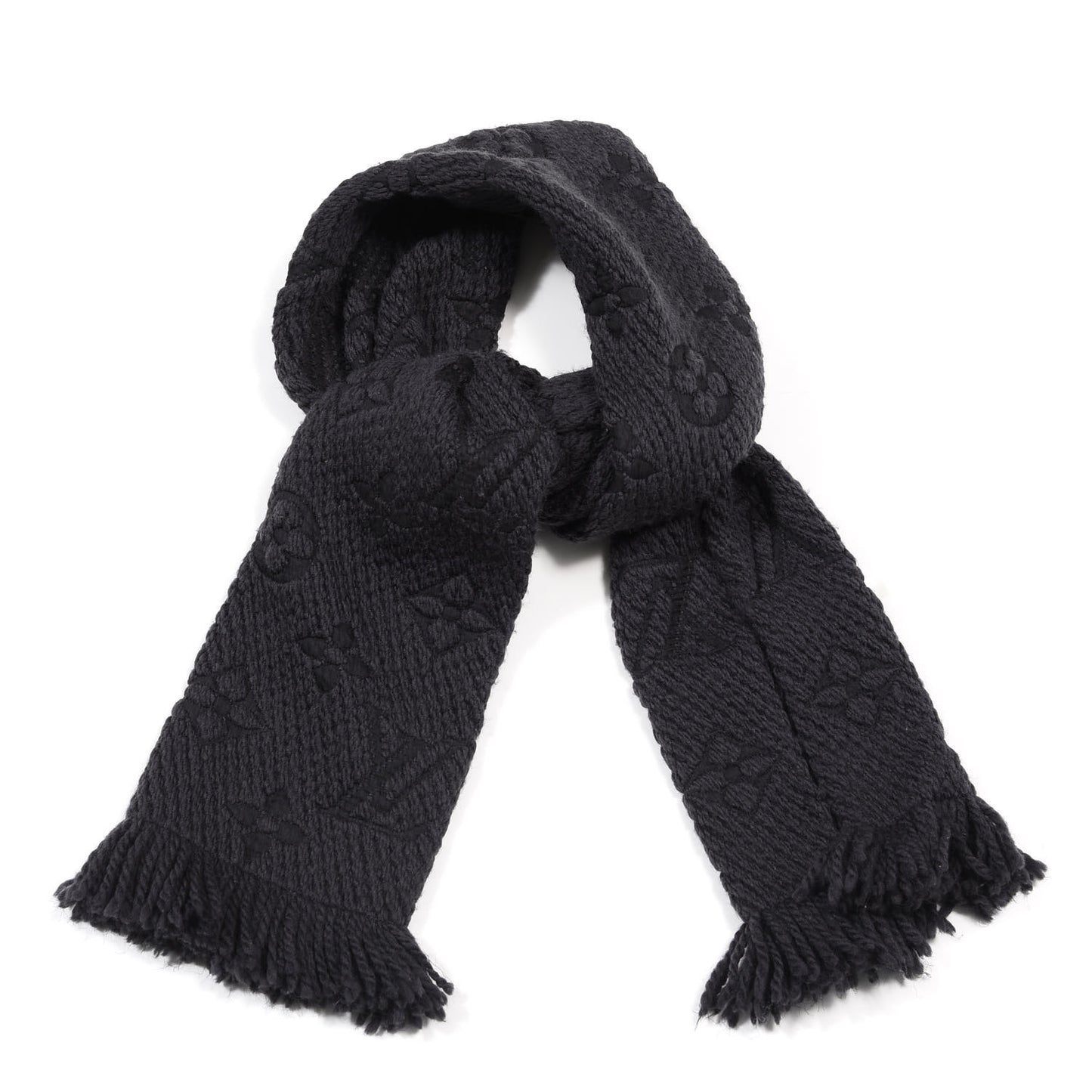 Wool Silk Logomania Scarf Black