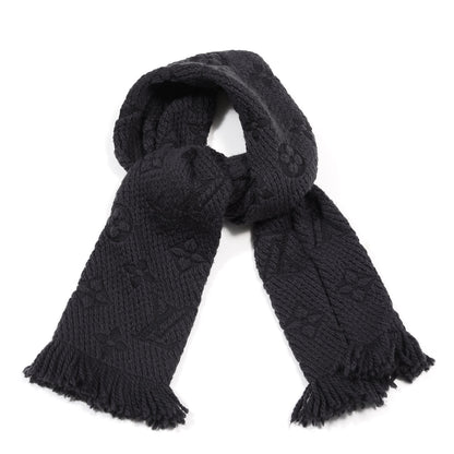 Louis Vuitton Wool Silk Logomania Scarf Black 1 of 3