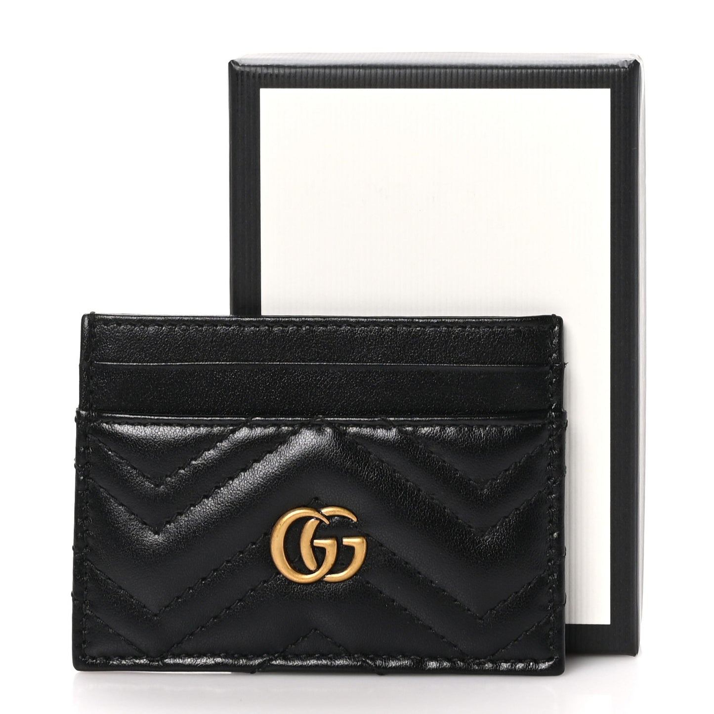 Calfskin Matelasse GG Marmont Card Holder Black