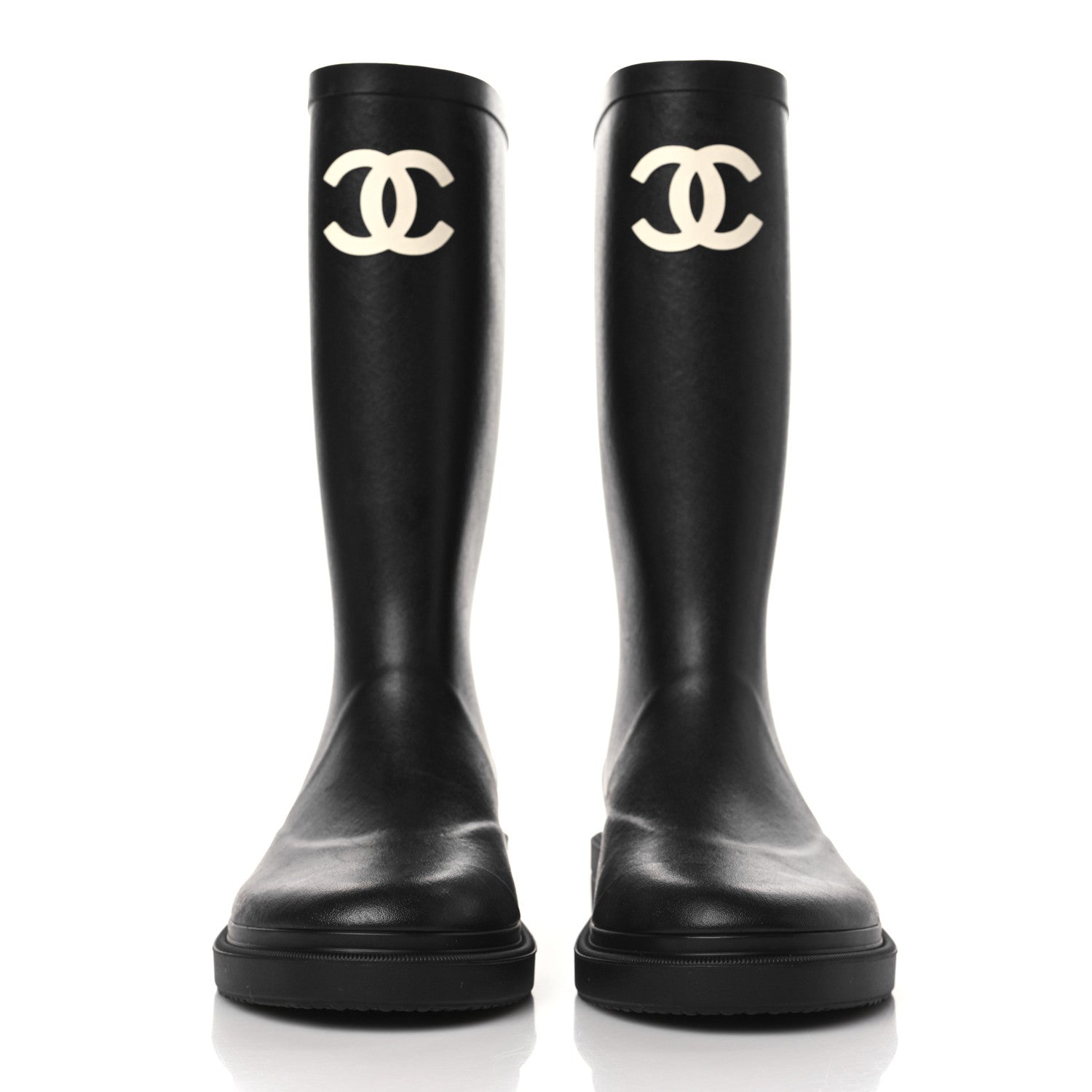 Chanel Caoutchouk CC High Boots 37 Black 3 of 8