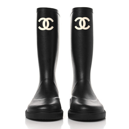 Chanel Caoutchouk CC High Boots 37 Black 3 of 8
