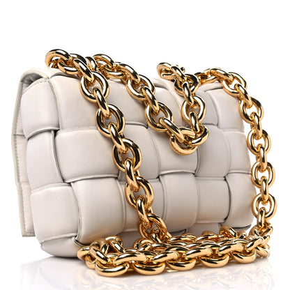Bottega Veneta Lambskin Maxi Intreccio Padded Chain Cassette Crossbody Bag White 3 of 13
