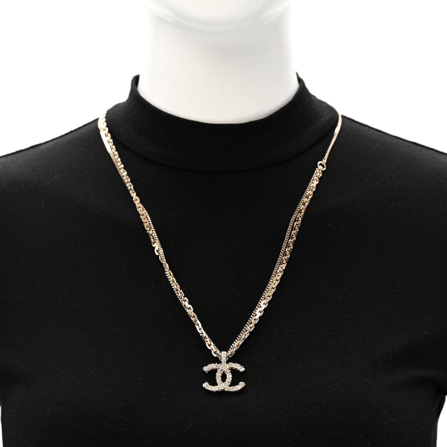 Crystal CC Multi Strand Chain Necklace Gold