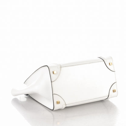Celine Smooth Calfskin Mini Luggage White Black 4 of 8