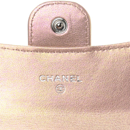 Chanel Iridescent Calfskin Quilted Flap Card Holder Wallet Pink 6 of 9