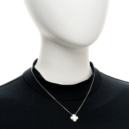 Van Cleef & Arpels 18K White Gold Mother Of Pearl Vintage Alhambra Pendant Necklace 2 of 4