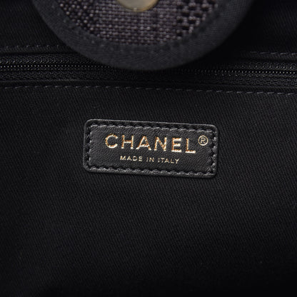 Chanel Mixed Fibers Calfskin Striped Medium Deauville Tote Black 6 of 9
