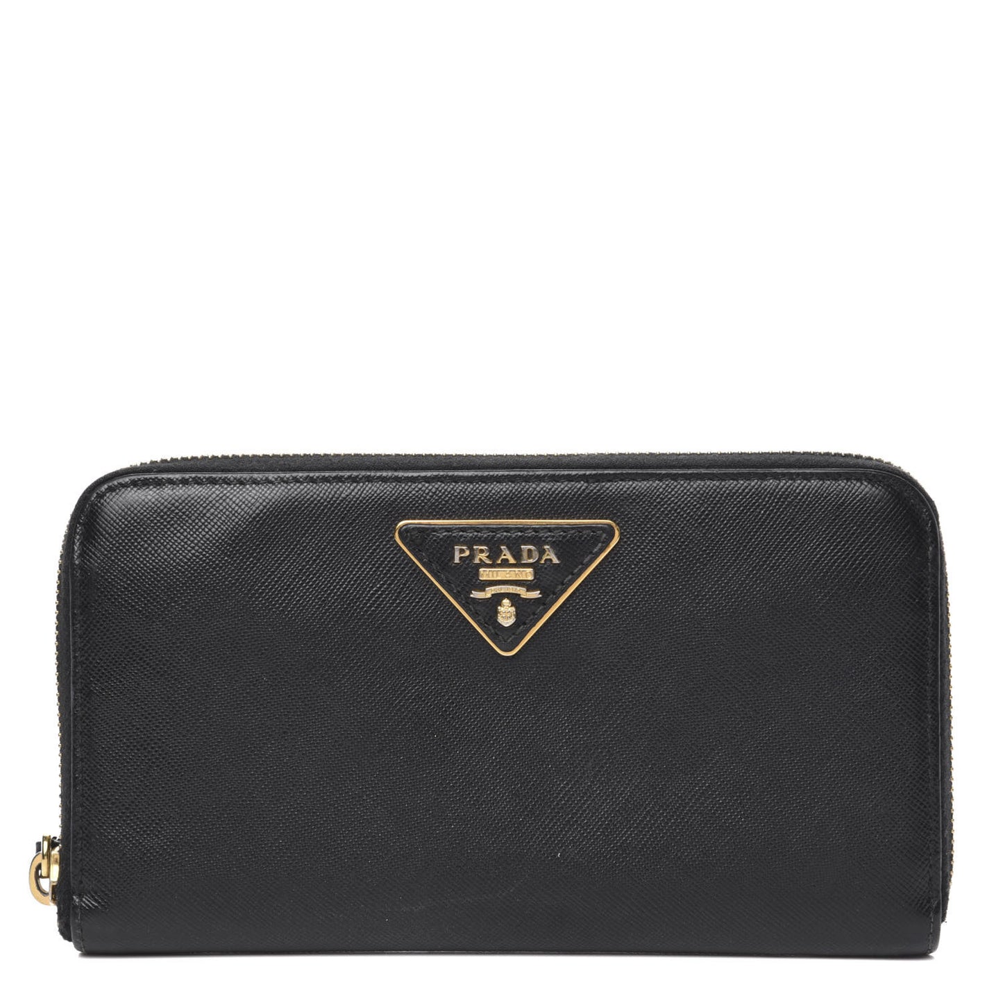 Saffiano Triangle Zip Around Wallet Black