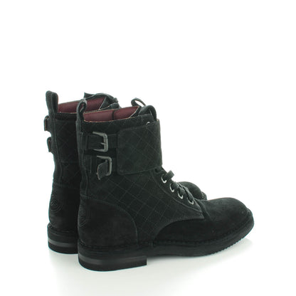 Chanel Suede Calfskin Quilted Short Boots 38 Black 4 of 8