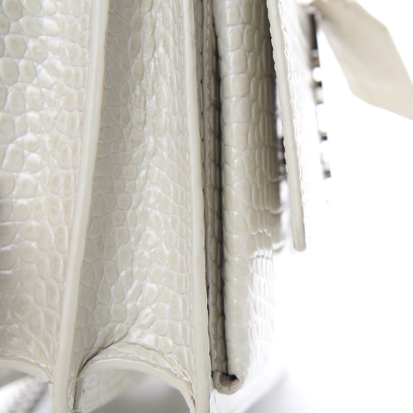 Calfskin Crocodile Embossed Medium Monogram Sunset Icy White