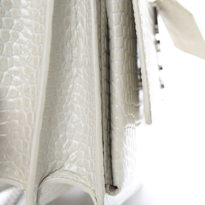 Saint Laurent Calfskin Crocodile Embossed Medium Monogram Sunset Icy White 11 of 11