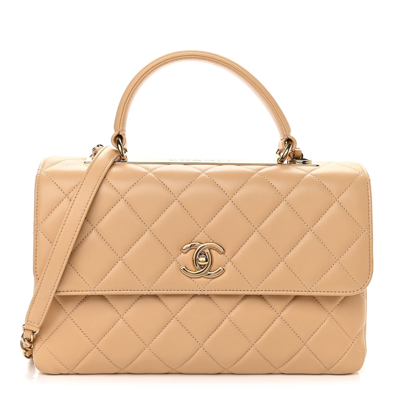 Chanel Lambskin Quilted Medium Trendy CC Flap Dual Handle Bag Beige 1 of 12