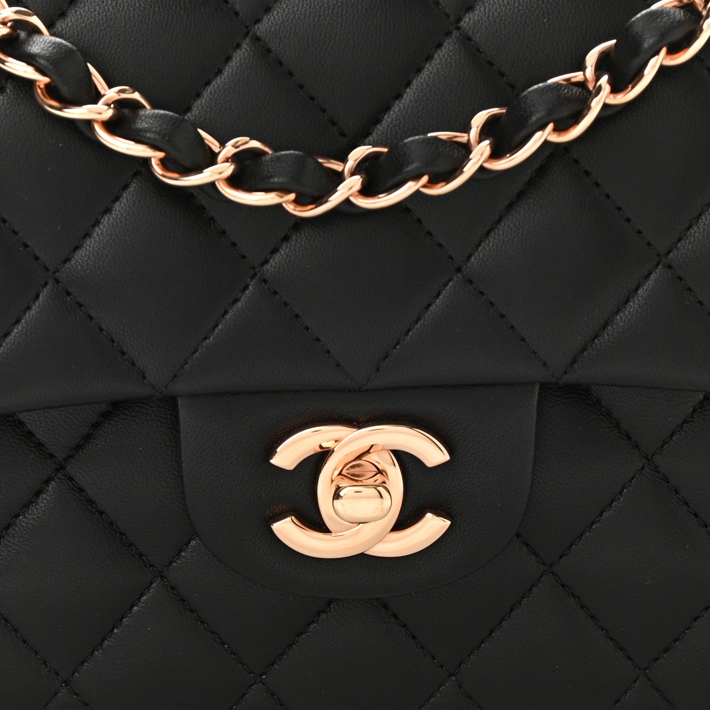 Lambskin Quilted Small Double Flap Black