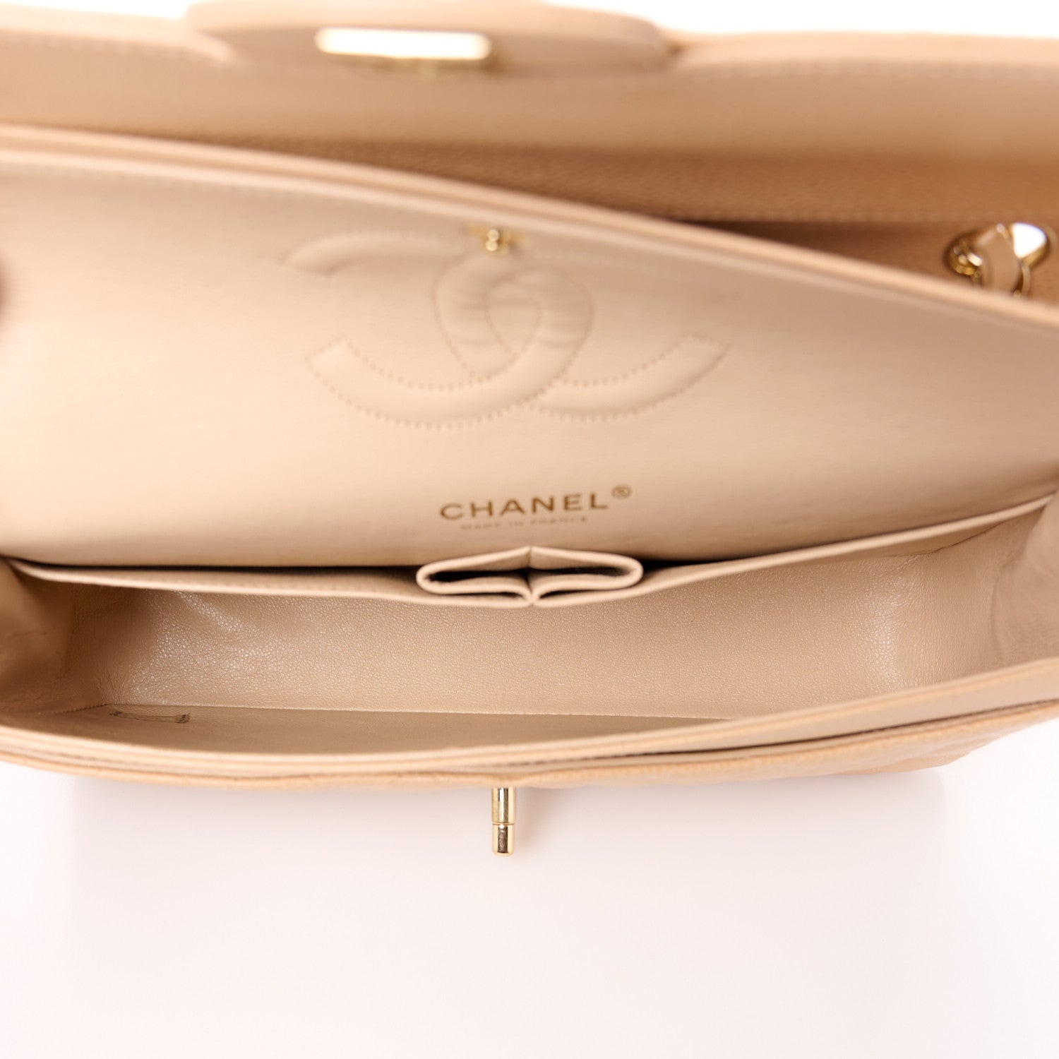 Chanel Caviar Quilted Medium Double Flap Beige 5 of 12