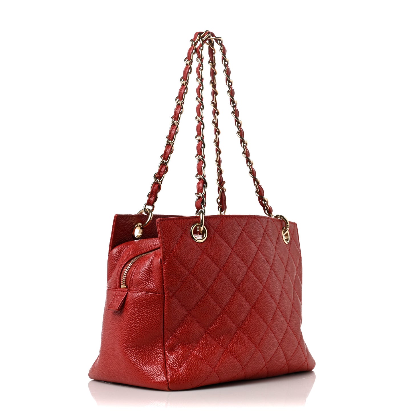 Caviar Quilted Petit Timeless Shopping Tote PTT Red