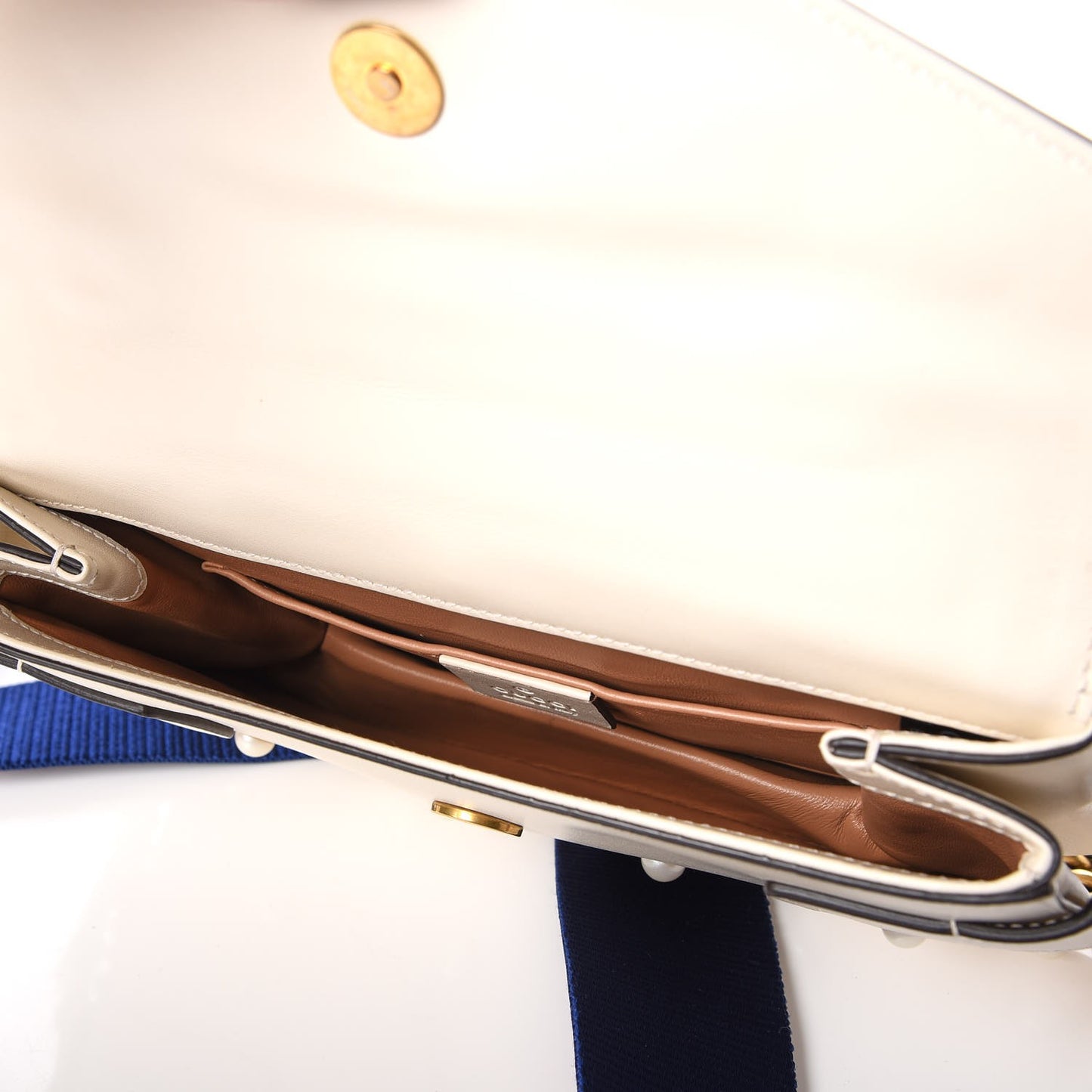 Nappa Pearl Studded Mini Queen Margaret Broadway Shoulder Bag Mystic White