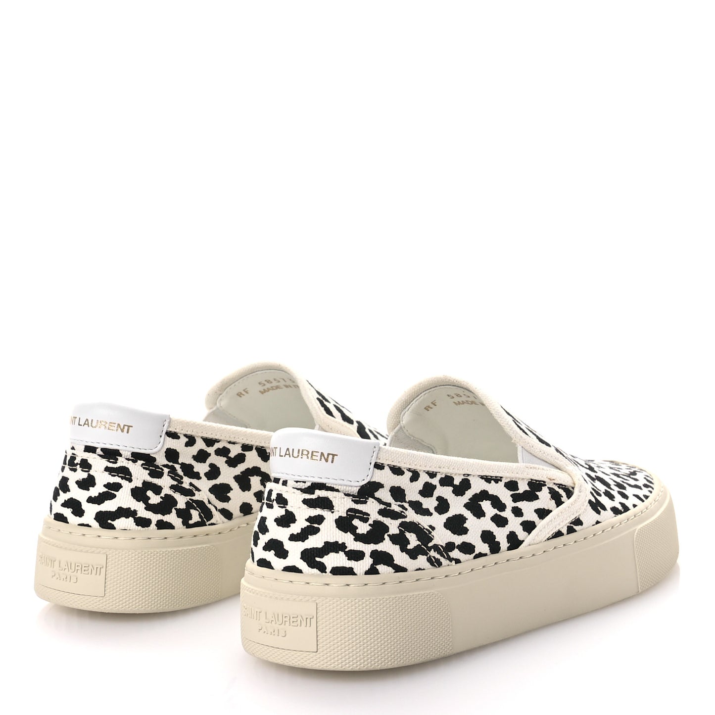 Canvas Babycat Print Venice Slip On Sneakers 37 Black White