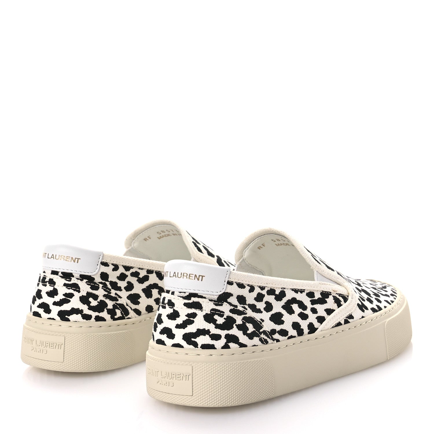 Saint Laurent Canvas Babycat Print Venice Slip On Sneakers 37 Black White 5 of 8