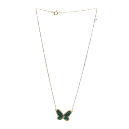 Van Cleef & Arpels 18K Yellow Gold Diamond Malachite Vintage Alhambra Butterfly Pendant Necklace 3 of 5