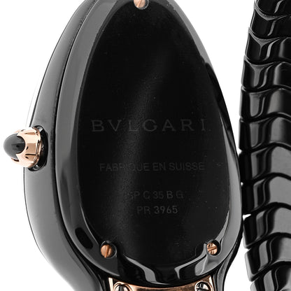 Bulgari 18K Rose Gold Ceramic Diamond Bezel 35mm Serpenti Tubogas Double Spiral Quartz Watch Black 4 of 4