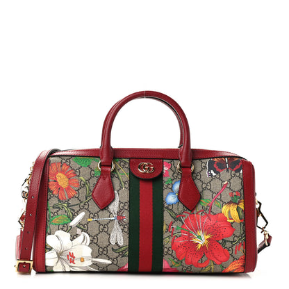 Gucci GG Supreme Monogram Flora Web Medium Ophidia Boston Red 1 of 10