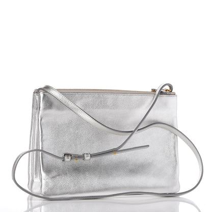 Celine Metallic Lambskin Large Trio Crossbody Bag Silver 3 of 11