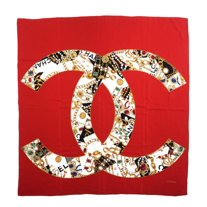 Chanel Silk CC Square Scarf Red 1 of 3