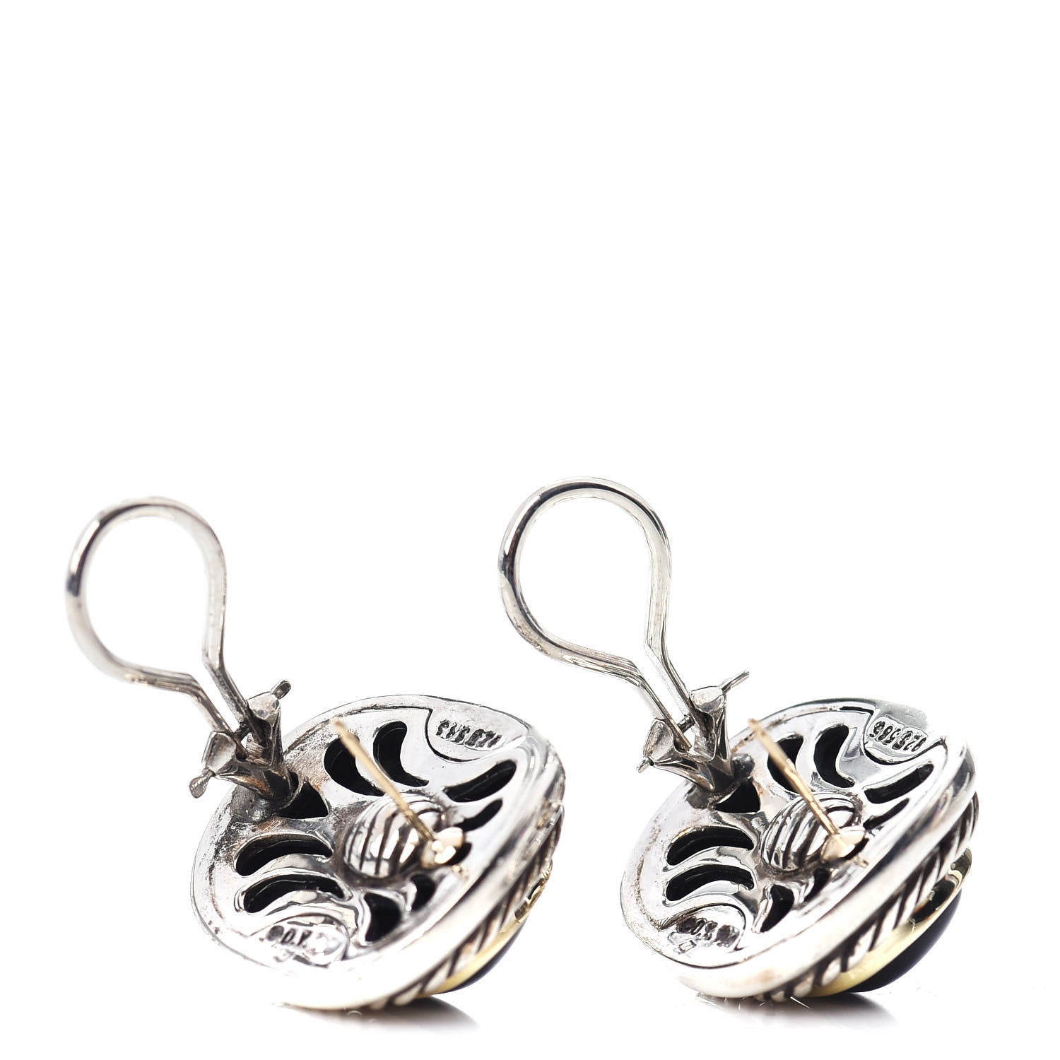 David Yurman Sterling Silver 14K Yellow Gold Black Onyx Albion Earring 3 of 5
