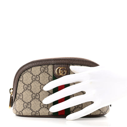 Gucci GG Supreme Monogram Textured Calfskin Web Medium Ophidia Cosmetic Case Beige Ebony New Acero 2 of 8