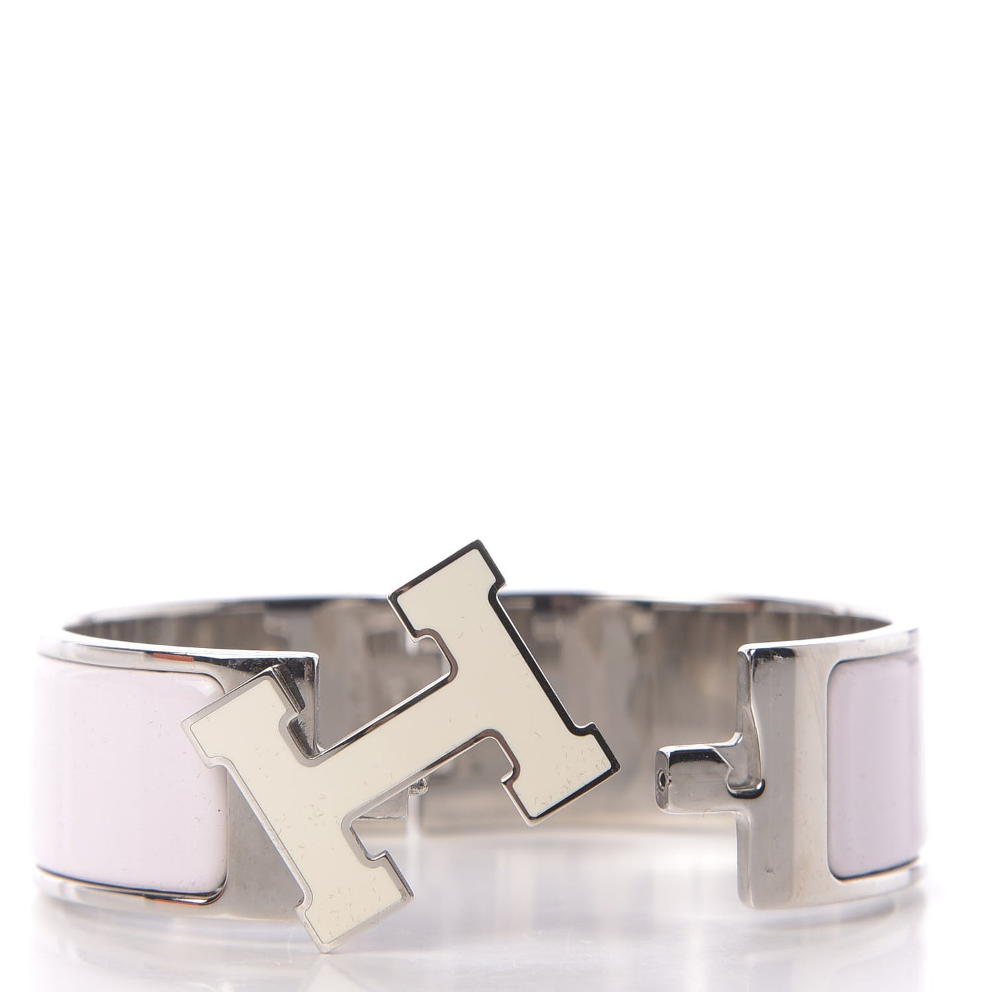 Enamel Wide Clic Clac H Bracelet PM Rose Nymph White