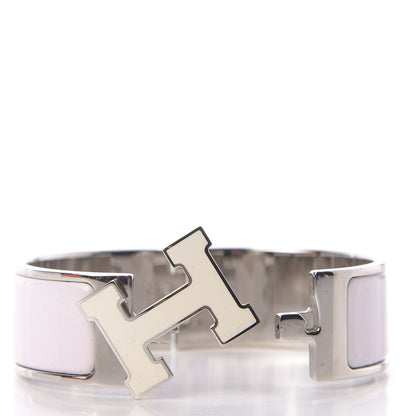 Hermes Enamel Wide Clic Clac H Bracelet PM Rose Nymph White 5 of 7