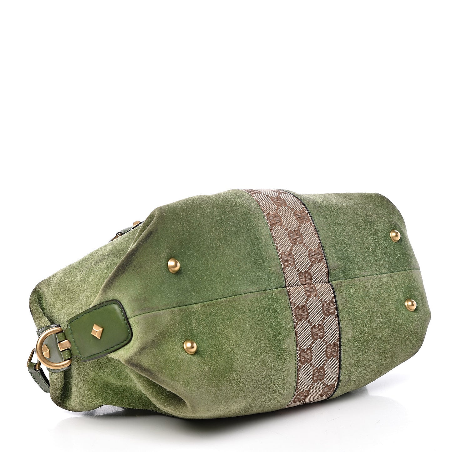 Suede Monogram Small Boston Green
