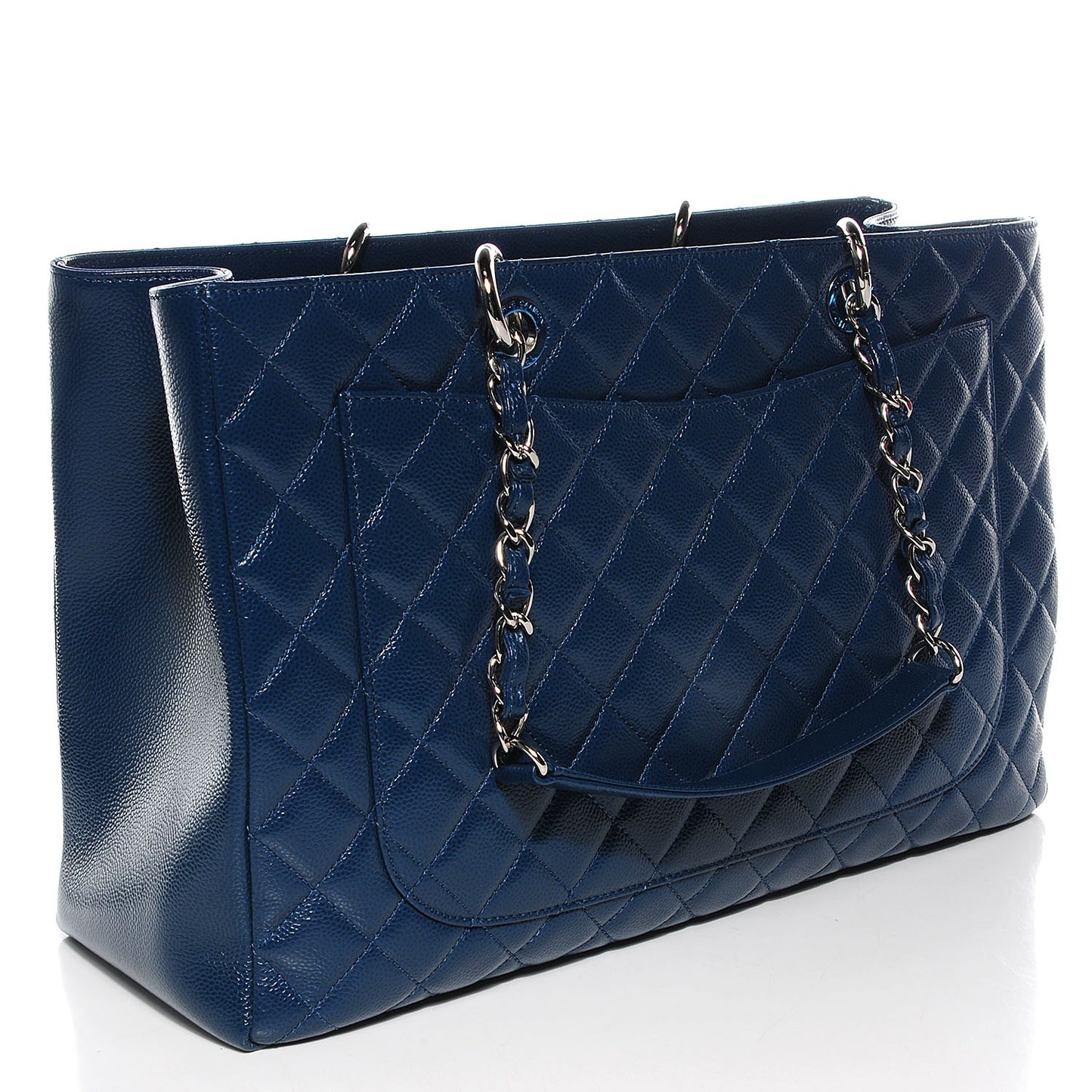 Caviar Quilted XL Grand Shopping Tote GST Navy Blue