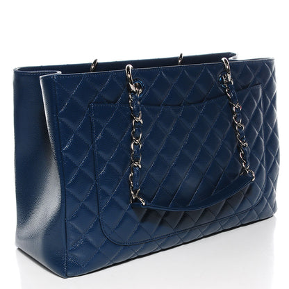 Chanel Caviar Quilted XL Grand Shopping Tote GST Navy Blue 3 of 7