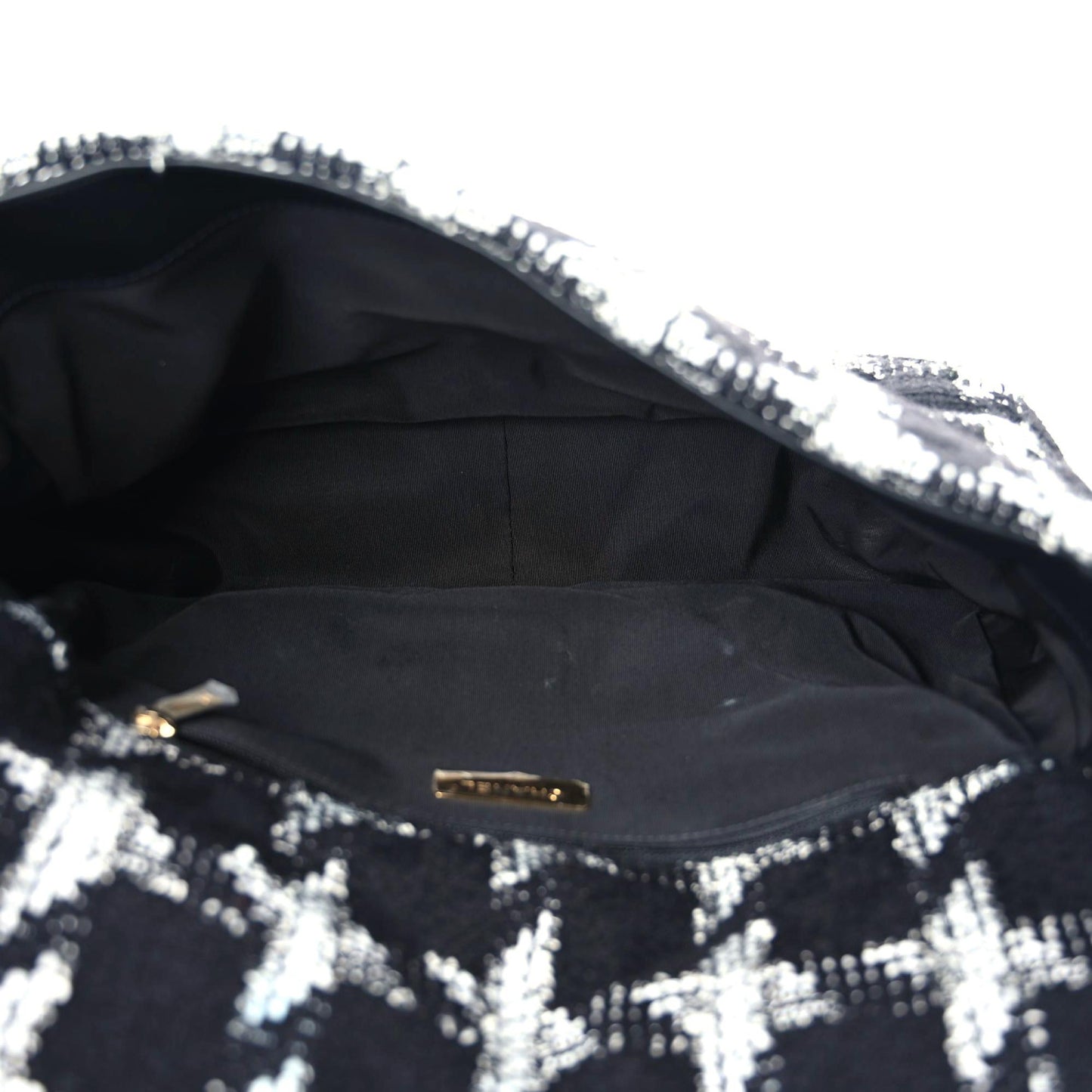 Tweed Quilted Large Chanel 19 Flap Black Ecru White