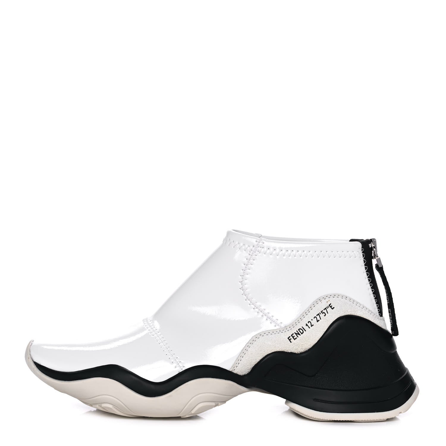 Fendi Vernice High-Tech Womens FFluid Zip Up Sneakers 38 White Black 1 of 10