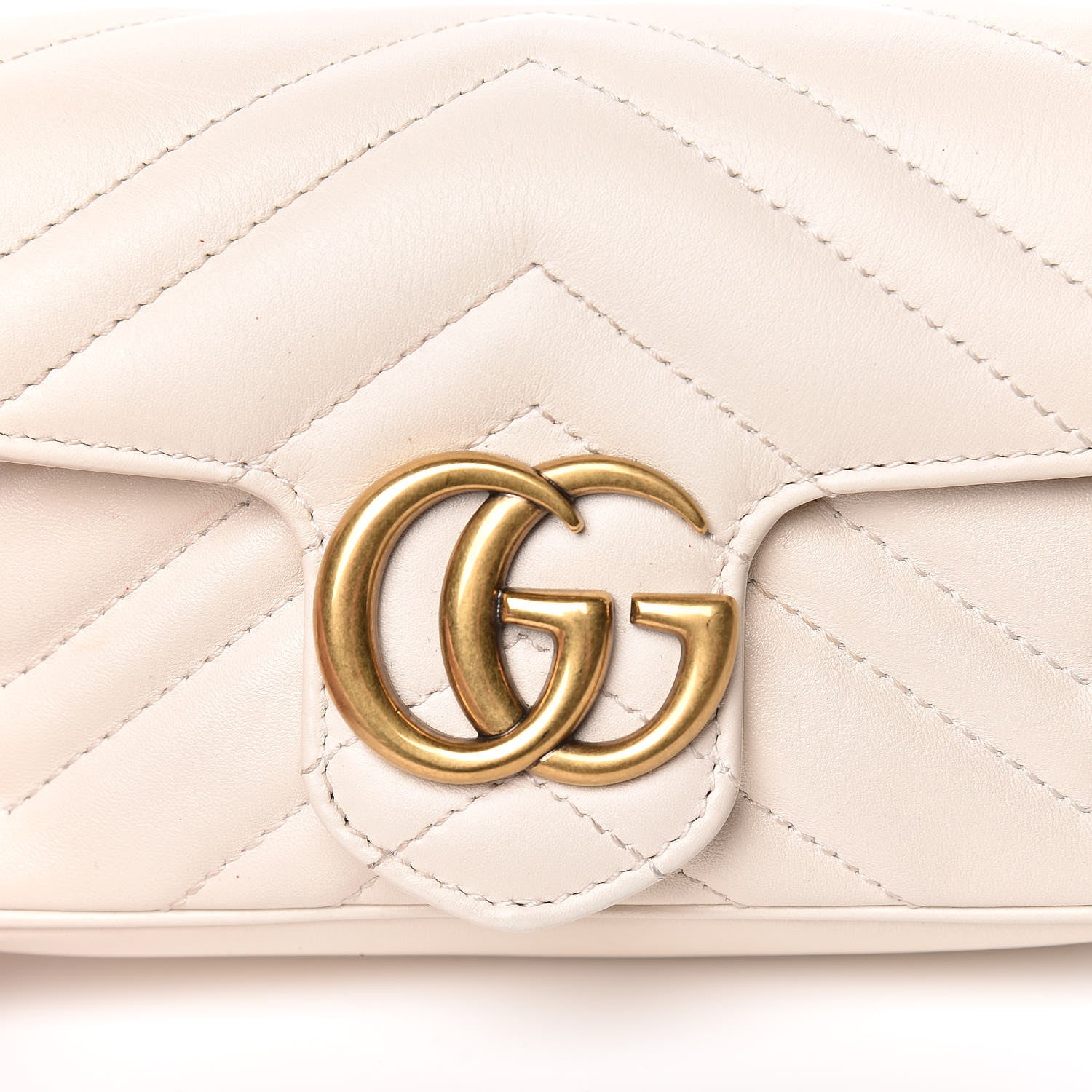 Gucci Calfskin Matelasse Super Mini GG Marmont Shoulder Bag White 8 of 11